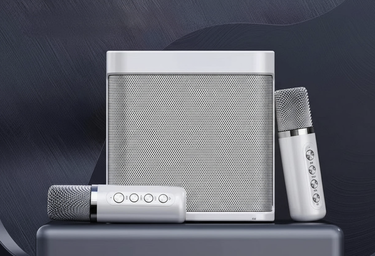 Portable Tech Viral To You Limited karaoke machine with two wireless microphones and voice effects for singing entertainment.