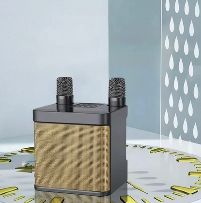 Portable Tech Viral To You Limited karaoke machine with two wireless microphones and voice effects for singing entertainment.