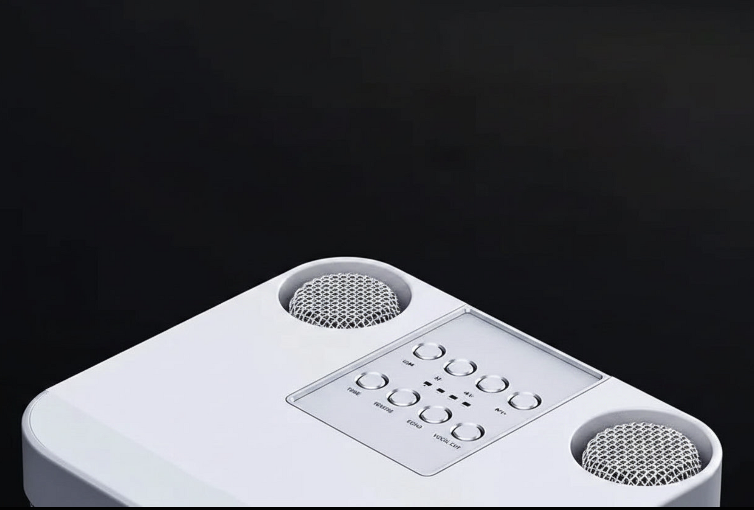 Portable Karaoke Machine with 2 wireless microphones and voice effects, ideal for singing and entertainment.