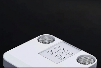 Portable Karaoke Machine with 2 wireless microphones and voice effects, ideal for singing and entertainment.