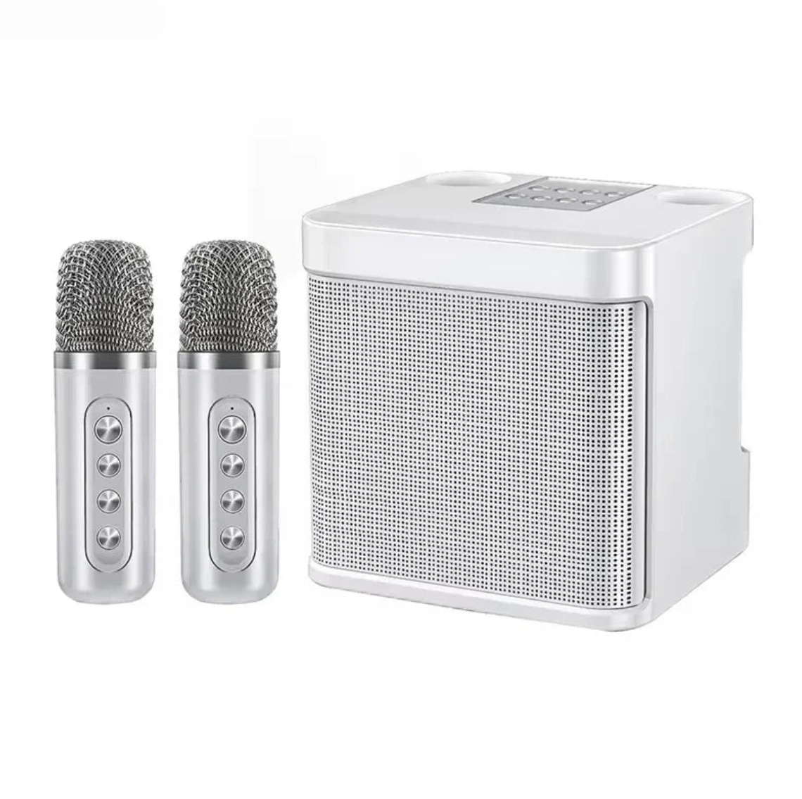 Portable Tech Viral To You Limited karaoke machine with two wireless microphones and voice effects for singing entertainment.