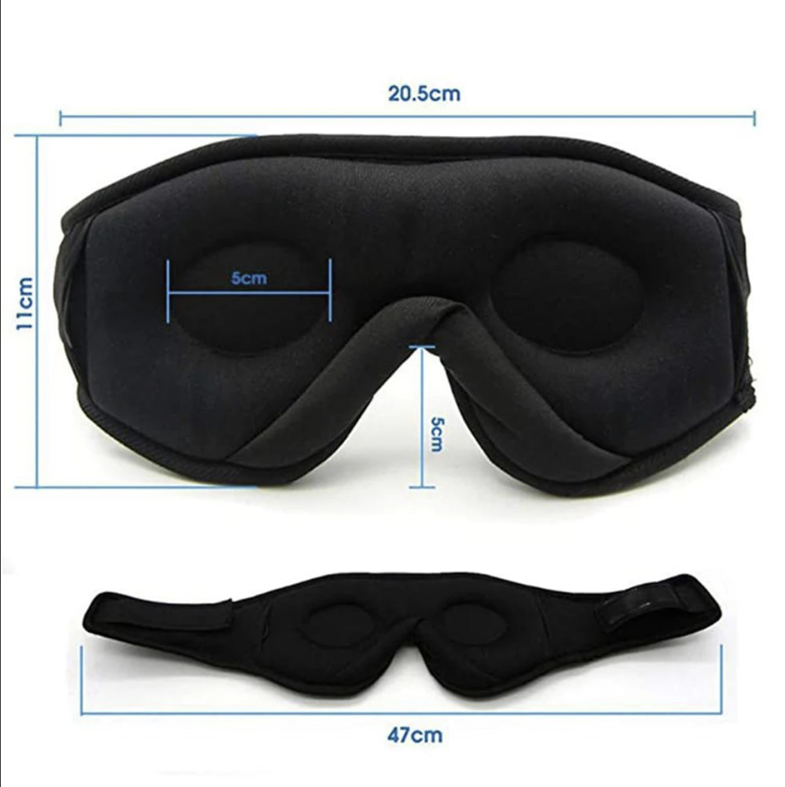 Hiveseen Bluetooth sleep mask with built-in headphones and 3D eye mask design for comfortable music listening during sleep.