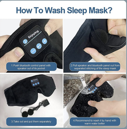 Hiveseen Bluetooth sleep mask with built-in headphones, 3D eye mask design for comfortable wireless listening and sleep aid.