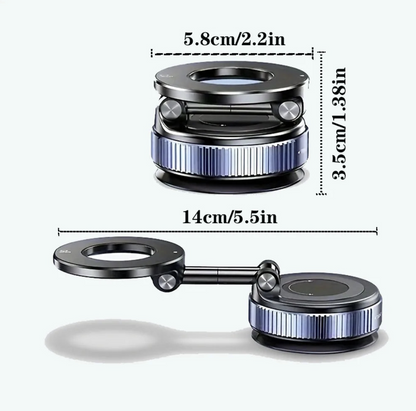 MagSafe car phone mount with 360° magnetic suction holder, compatible with iPhone and other magnetic-enabled smartphones.