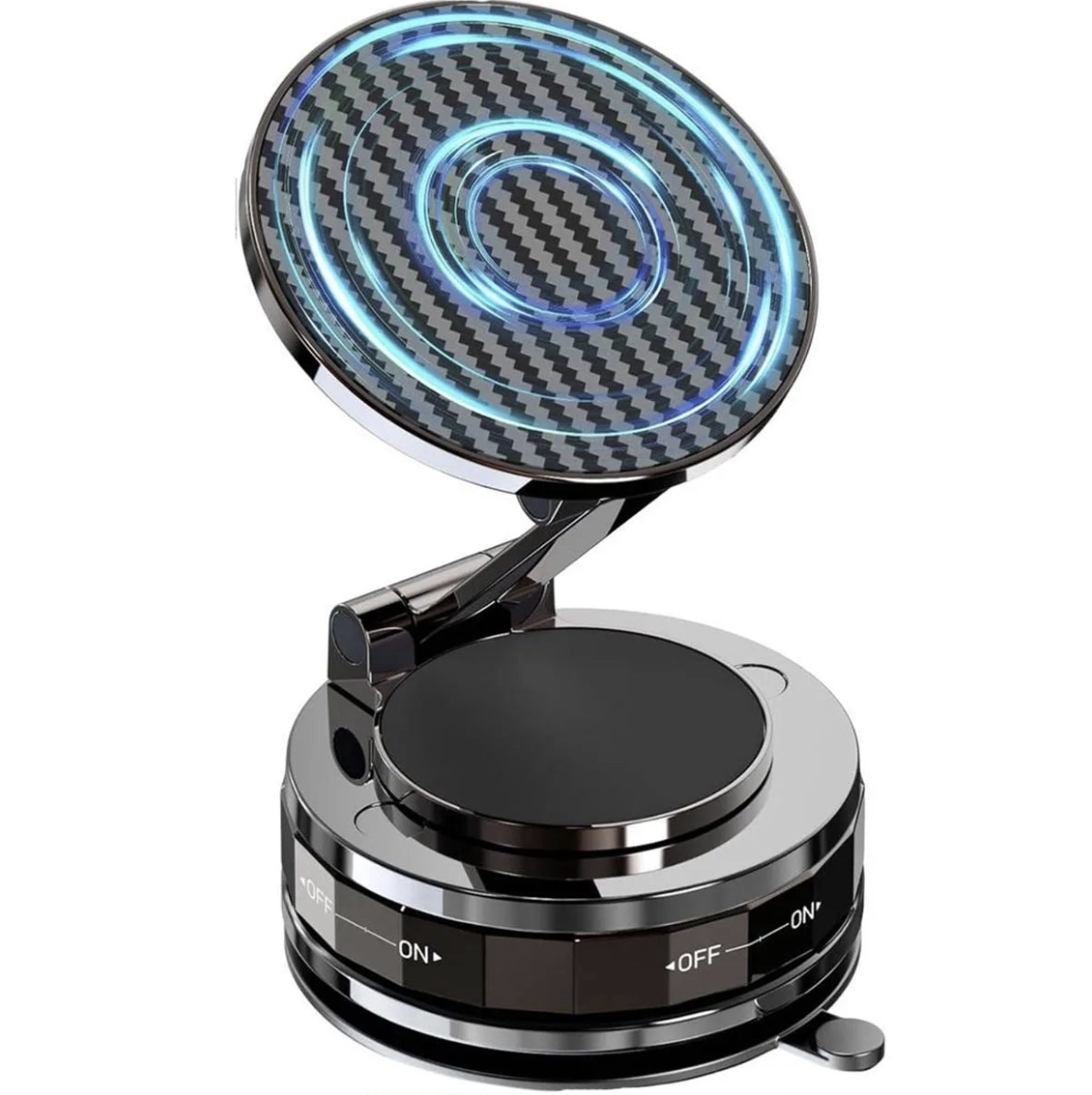 MagSafe car phone mount with 360° magnetic suction holder, compatible with iPhone and smartphone accessories.
