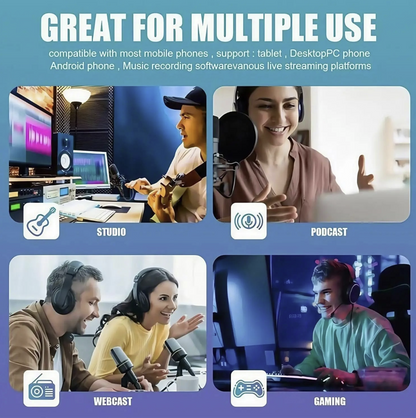 Tech Viral To You Limited podcast live bundle with microphone, sound card, and broadcast equipment for professional audio recording.