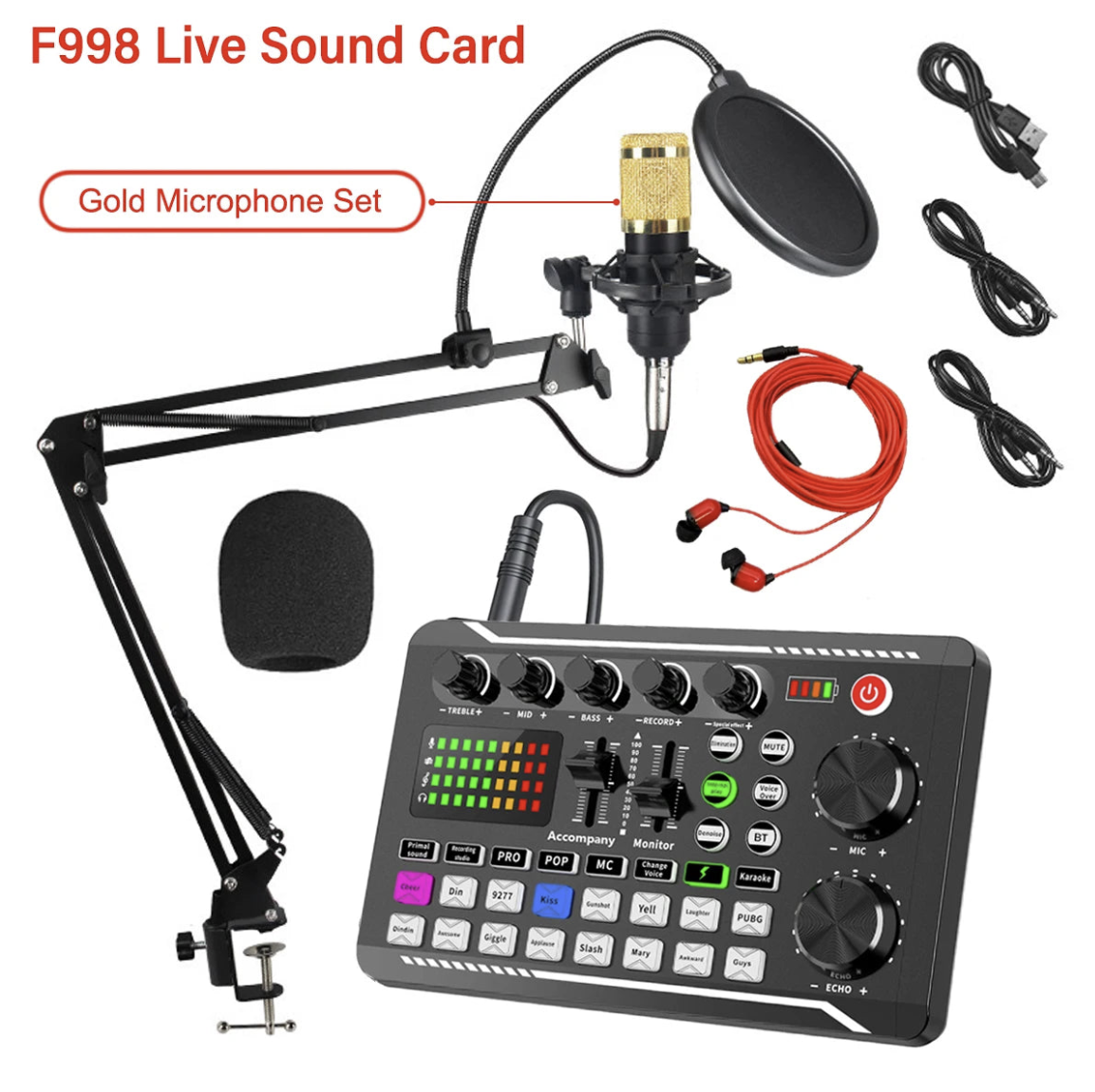 Tech Viral To You Limited podcast live bundle featuring microphone, sound card, and broadcast equipment for professional audio recording.
