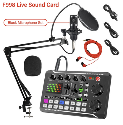 Tech Viral To You Limited podcast live bundle with microphone, sound card, and broadcast equipment for high-quality streaming.