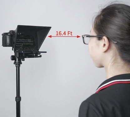 Feelworld TP2A Mini Teleprompter for phones and tablets, compact and portable camera accessory for seamless script reading.