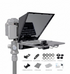 Feelworld TP2A mini teleprompter mounted on camera with 8-inch screen for phones and tablets, a portable camera accessory.