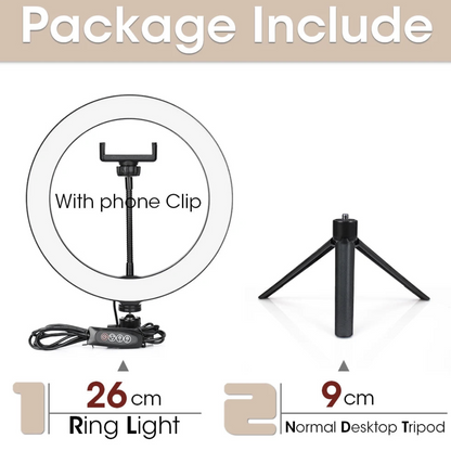 LED ring light with tripod stand from Tech Viral To You Limited, ideal for selfie and photography lighting setups.