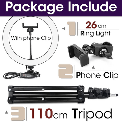 Tech Viral To You Limited LED ring light on tripod stand, ideal for selfie and photography lighting, with adjustable brightness.