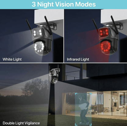 UDECER 4K 8MP outdoor WiFi PTZ security camera with dual lenses, AI auto tracking, and night vision for enhanced surveillance.
