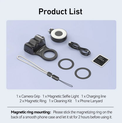 Tech Viral To You Limited Magnetic Camera Grip and MagSafe phone stand attached to a smartphone for stable filming and easy handling.