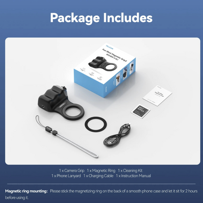 Tech Viral To You Limited Magnetic Camera Grip and MagSafe Phone Stand, black electronic accessory with magnetic attachment.