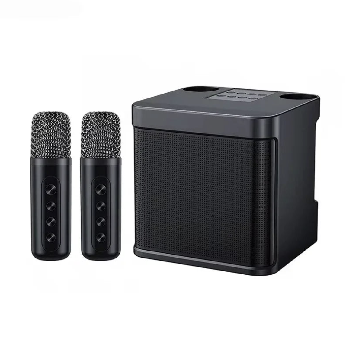 Portable karaoke machine with two wireless microphones and voice effects, perfect for singing entertainment by Tech Viral To You Limited