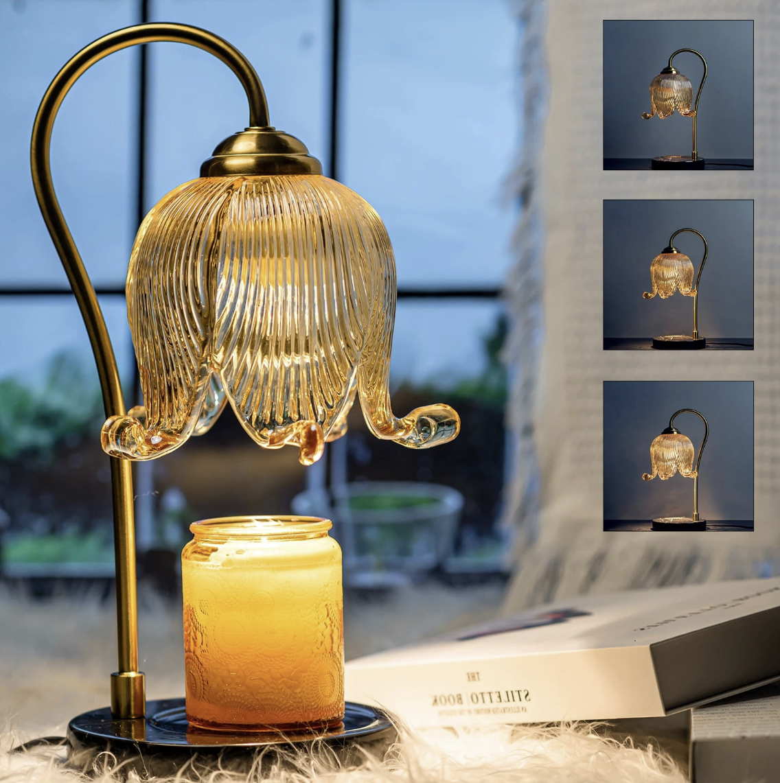 Tulip-shaped candle lamp from Shop1105233629, a retro fragrant bedside night light with a stylish floral design.
