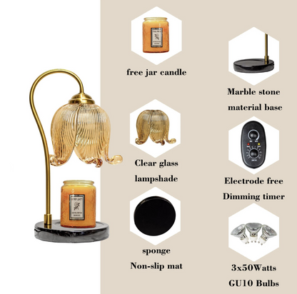 Tulip-shaped candle lamp from Shop1105233629, a retro bedside night light with fragrant, warm glow for cozy ambiance.