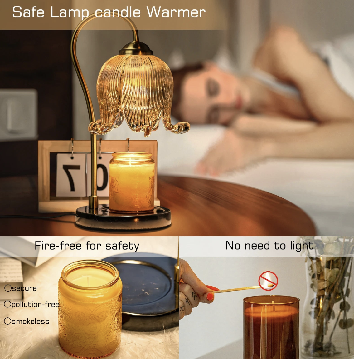 Tulip-shaped candle lamp from Shop1105233629, a retro bedside night light with fragrant, warm lighting for cozy ambiance.