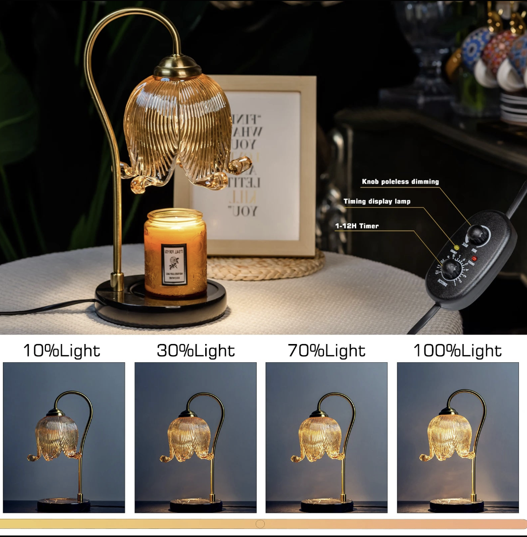 Tulip-shaped candle lamp from Shop1105233629, a retro fragrant bedside night light with warm glow and decorative floral design.