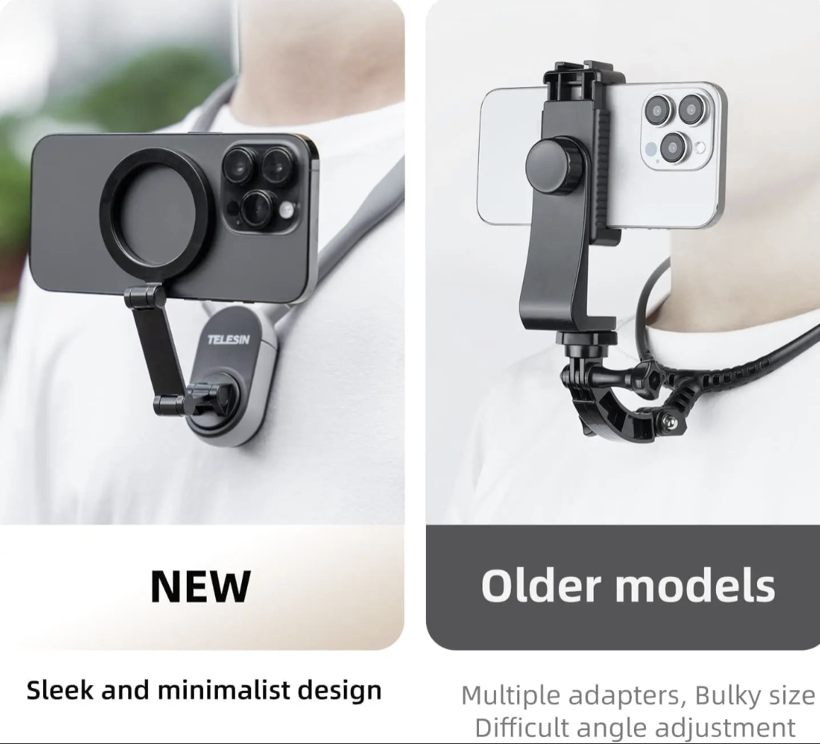 Magnetic neck phone mount by Tech Viral To You Limited, hands-free selfie holder with adjustable design for mobile phones.