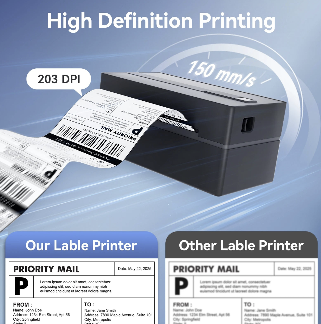 Bluetooth thermal label printer 4x6 by Tech Viral To You Limited, showing a compact printer with no ink required