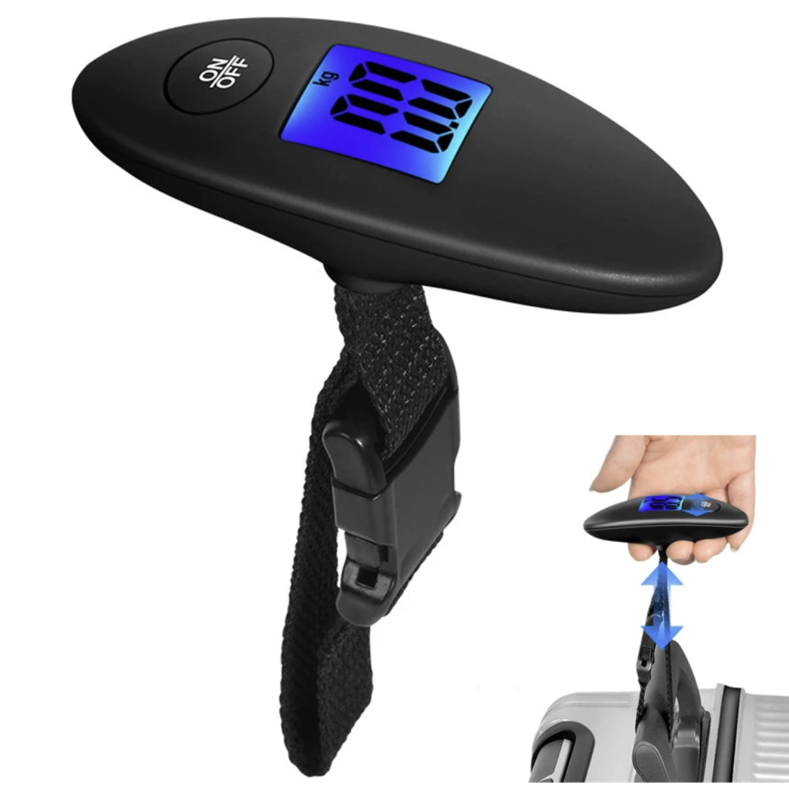 DIDA BEAR portable luggage scale with backlit display measuring up to 88 pounds, ideal for travel accessories and luggage weighing.