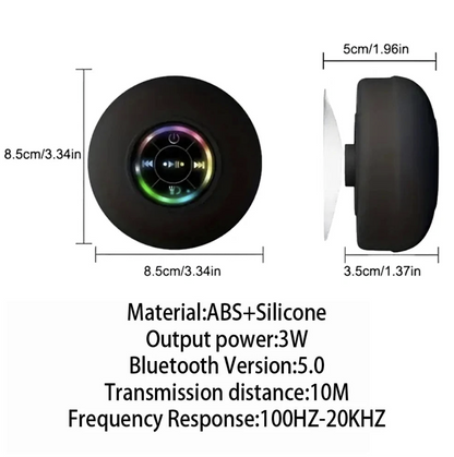 Fomscvka waterproof Bluetooth speaker with LED suction cup, ideal for outdoor use, rated IPX4 for water resistance.