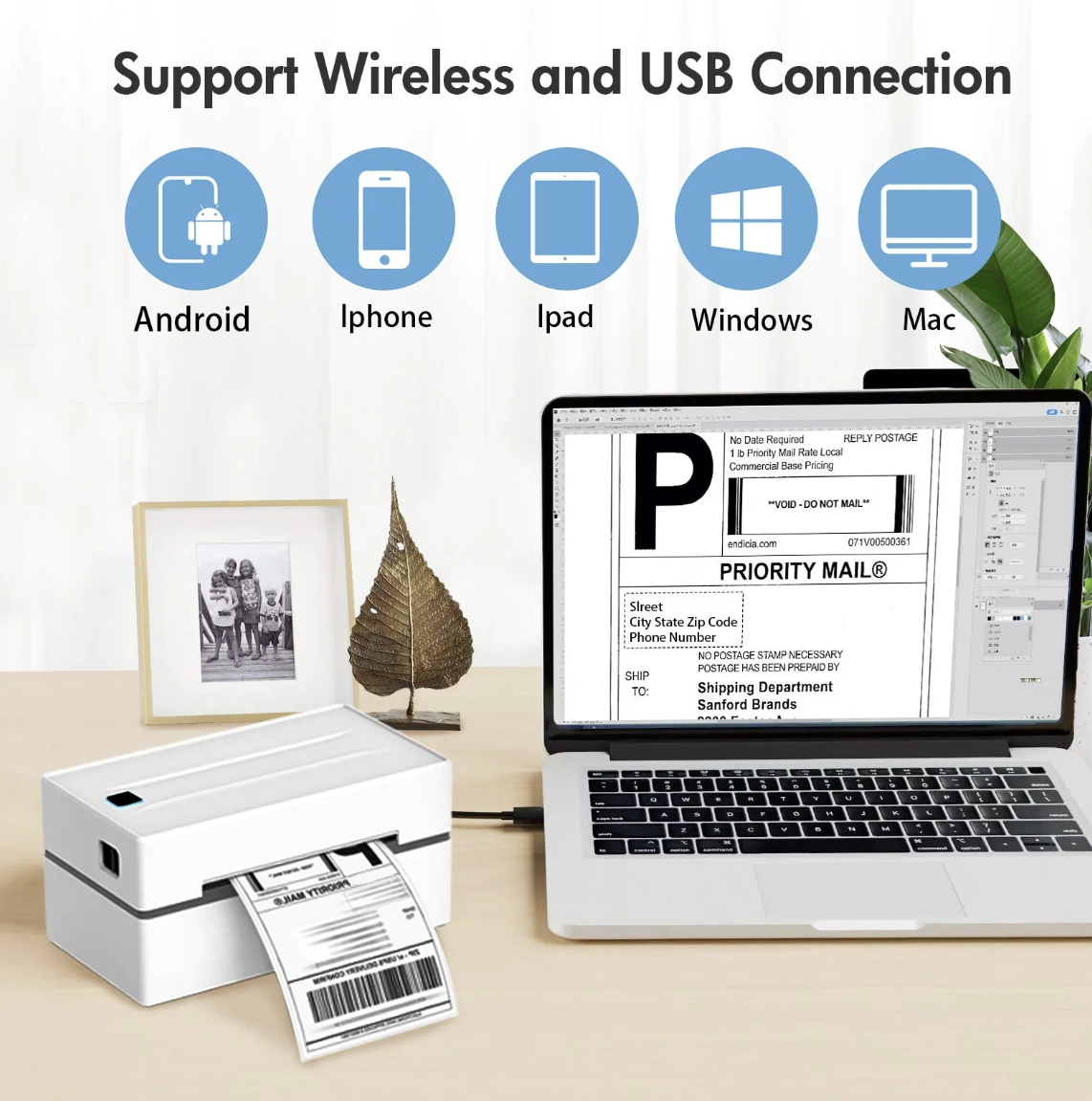 Thermal label printer 4x6 by Tech Viral To You Limited, Bluetooth and USB connectivity, 203 DPI, no ink required.