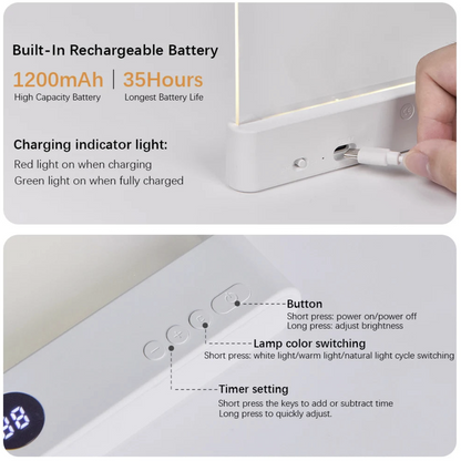 LED book light and night light 2-in-1 by Heart City Lingerie Store, rechargeable USB lighting device with adjustable brightness.