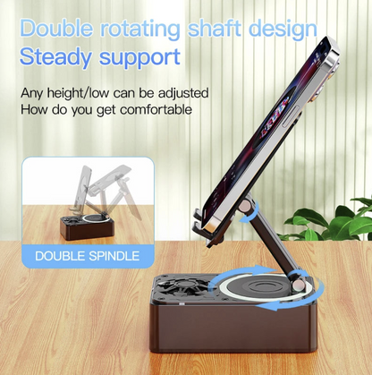 Vicky Xiao 3C Store 3-in-1 Bluetooth speaker with phone stand and power bank, showcasing compact design and connectivity features.