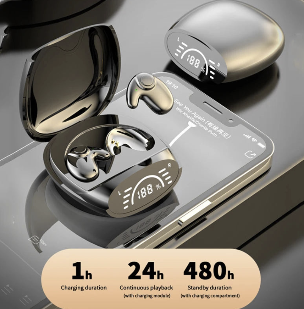Wireless Vicky Xiao 3C Store Bluetooth 5.3 sleep earbuds with invisible TWS design and noise reduction technology.