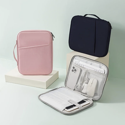 Waterproof Tech Viral To You Limited laptop bag handle sleeve for MacBook and iPad, showing water-resistant fabric and padded design.