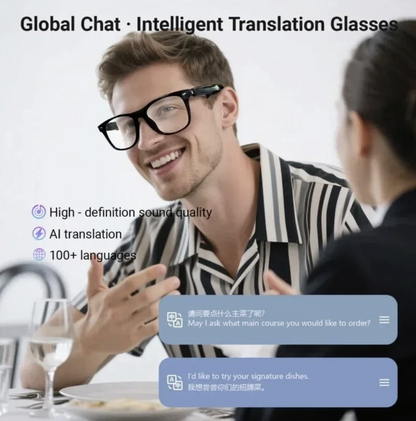 Lenovo AI Smart Glasses by Heavenly Ocean Store featuring Bluetooth calls, voice assistant, music, and translation for office and travel.