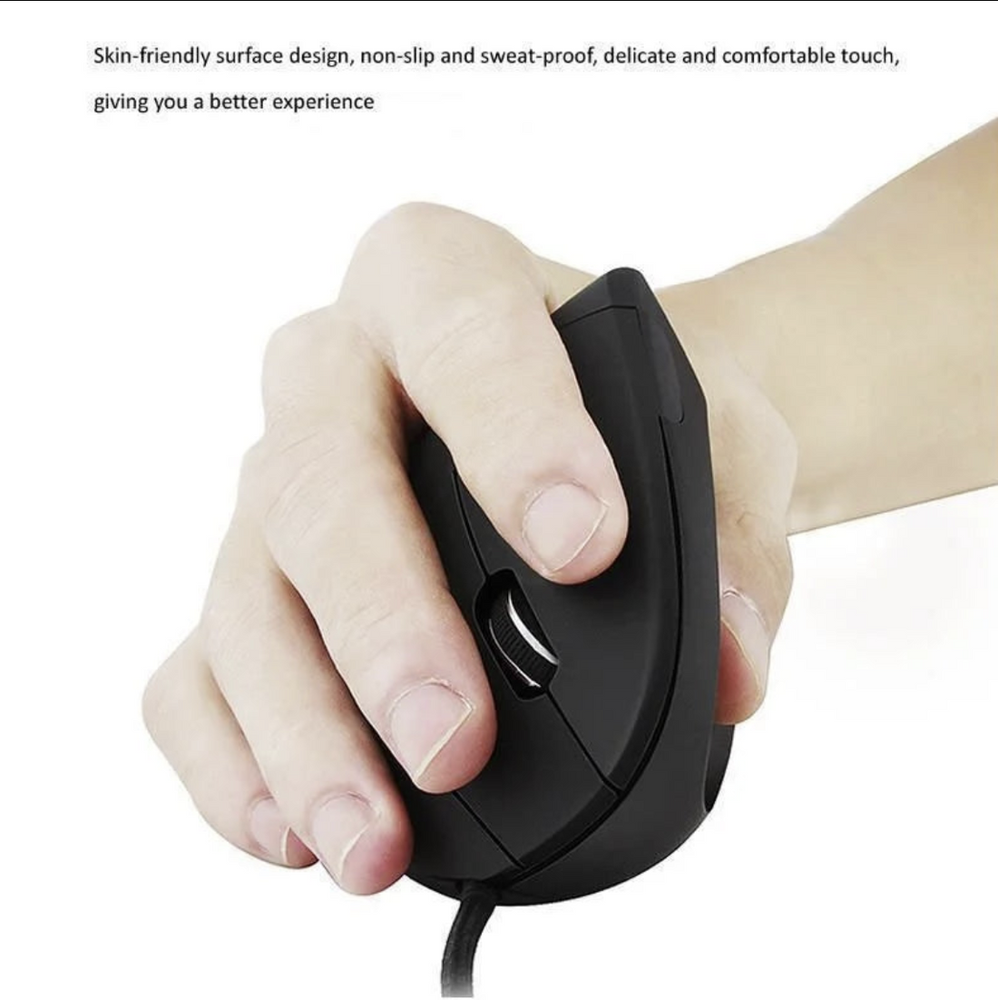 Wired vertical ergonomic mouse with RGB LED lighting, designed for right-handed use by Tech Viral To You Limited.