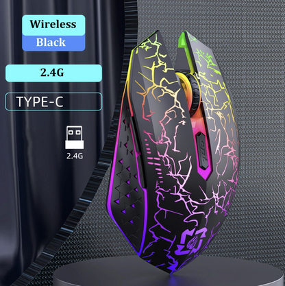 Silent RGB wireless mouse from Tech Viral To You Limited, showing ergonomic design with RGB lighting and Bluetooth 5.2 connectivity.