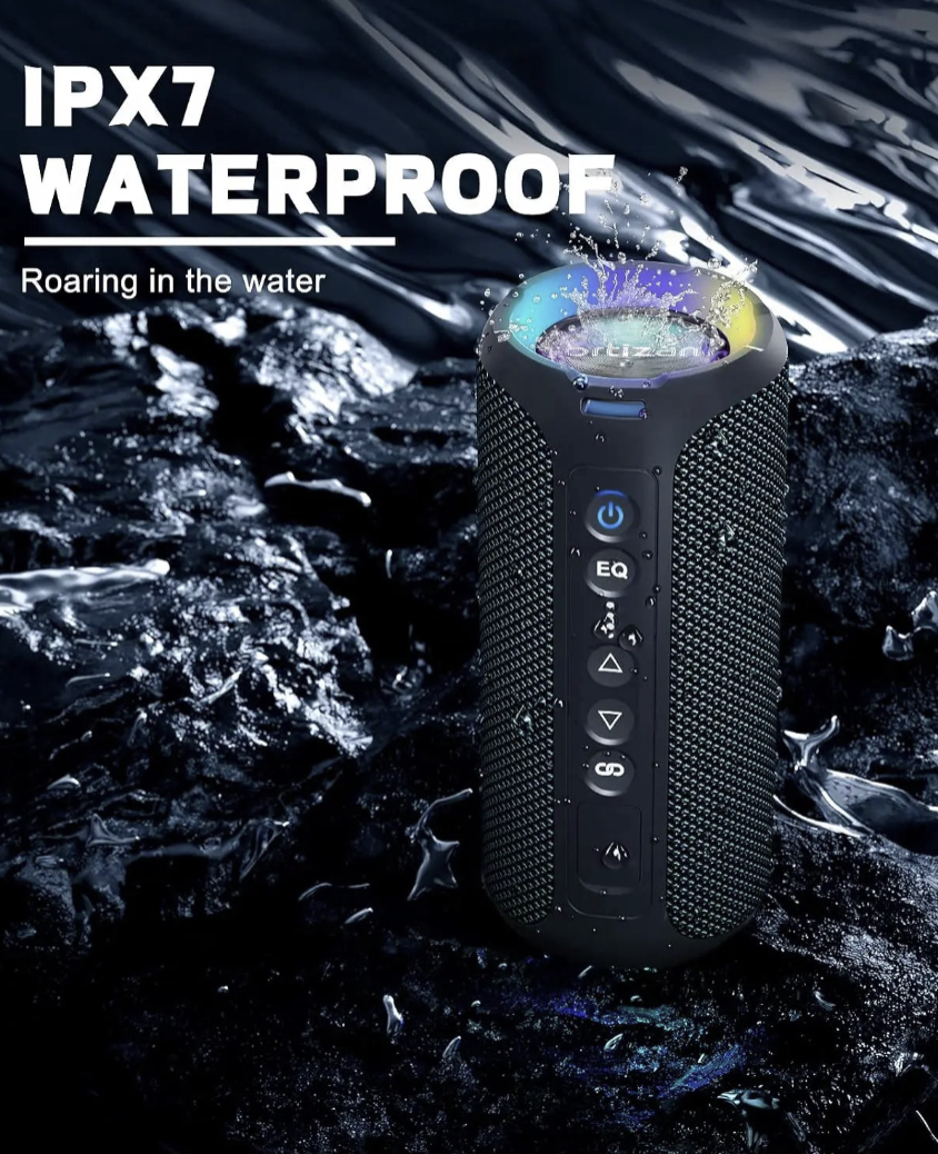 Tech Viral To You Limited Ortizan 40W Bluetooth speaker with deep bass, LED lights, waterproof design, ideal for outdoor use.