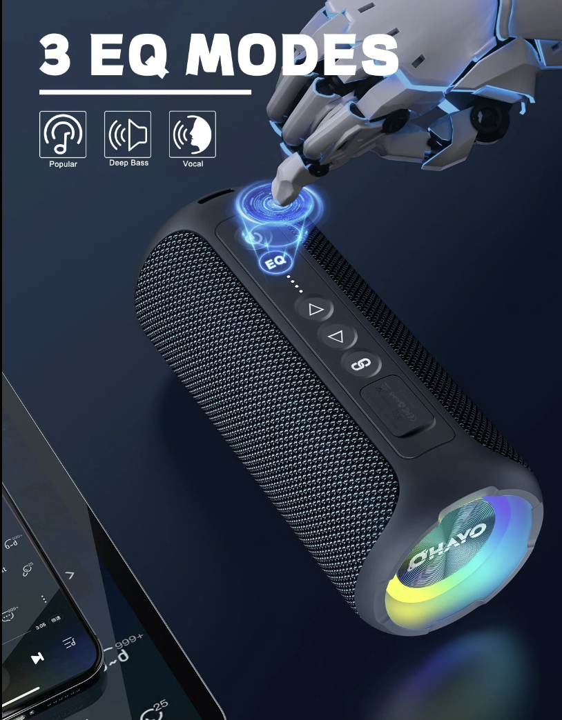 Ortizan 40W Bluetooth speaker with LED lights, waterproof design, deep bass, ideal for outdoor use by Tech Viral To You Limited.