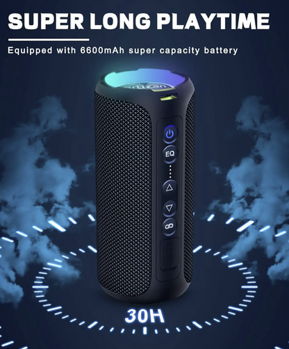 Tech Viral To You Limited Ortizan 40W Bluetooth speaker showcasing deep bass, LED lighting, and waterproof outdoor design.