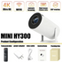 Portable 4K Mini Projector with Android 11, compact design, displaying a colorful screen on a white background.