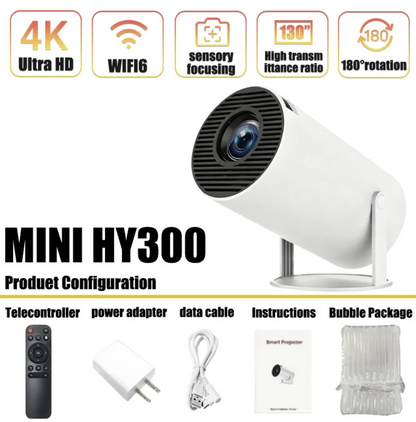 Portable 4K Mini Projector by Tech Viral To You Limited showing Android 11 interface on a sleek compact device.