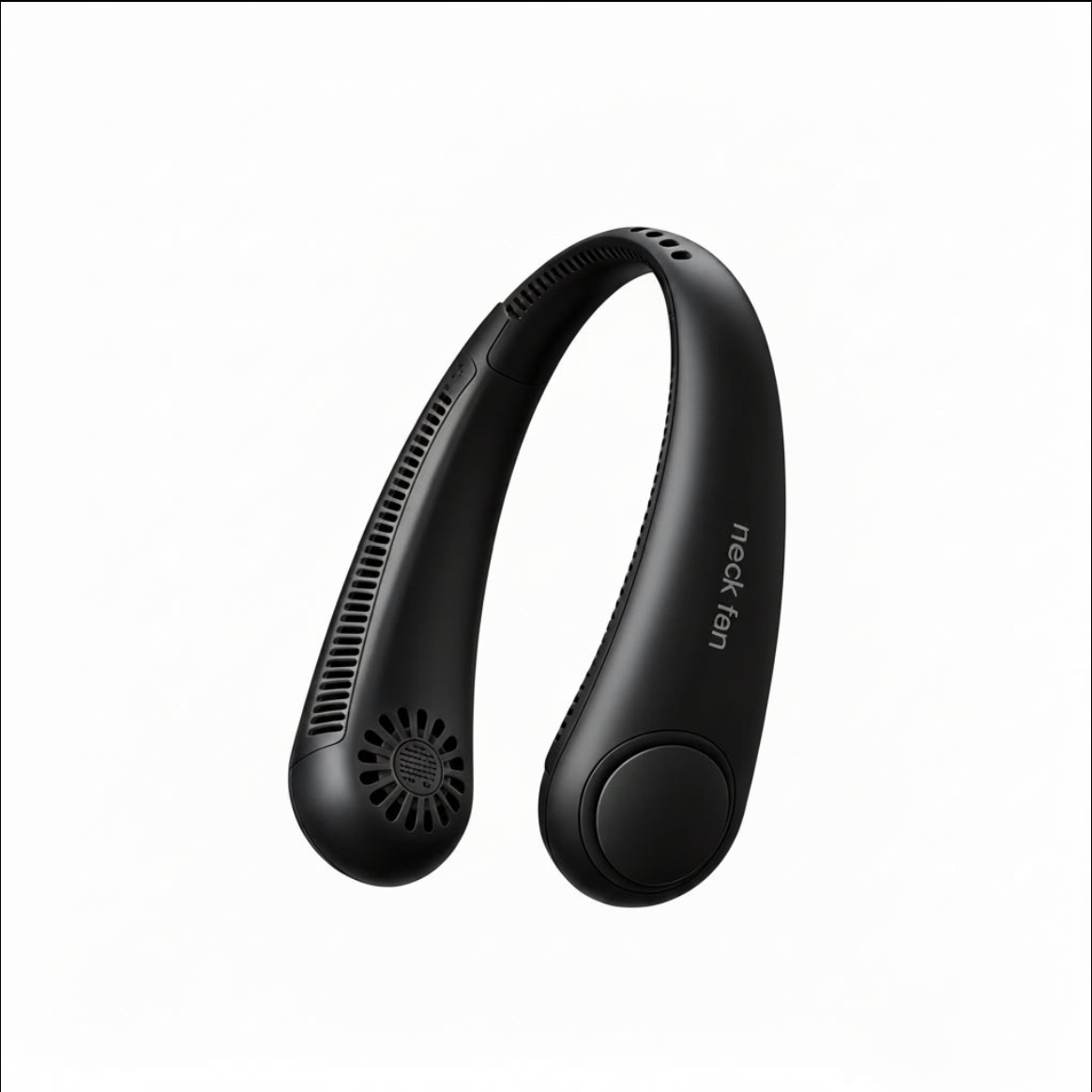 Tech Viral To You Limited portable bladeless neck fan with USB recharge, showing a user wearing the fan around the neck.