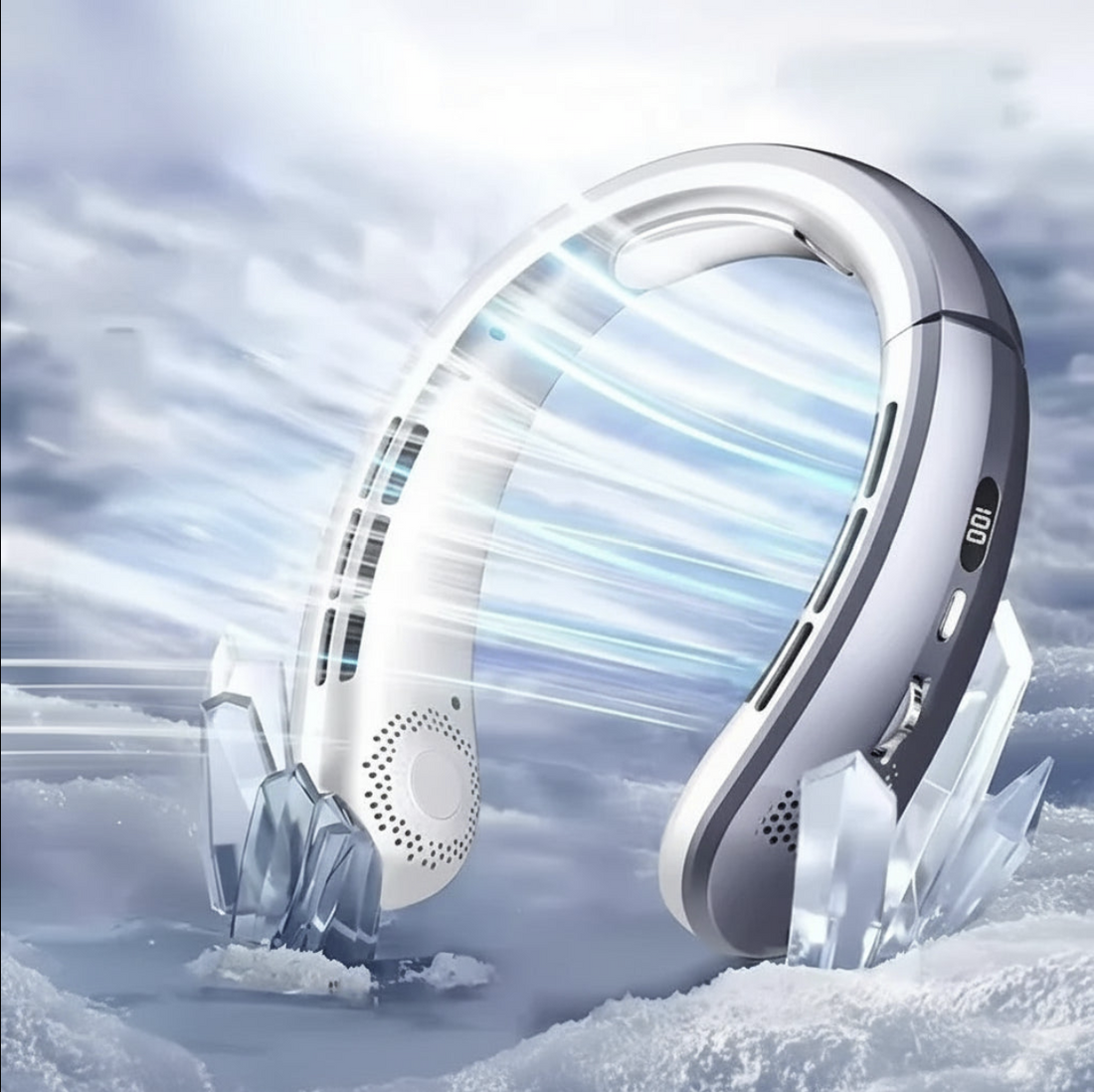 Tech Viral To You Limited portable hanging neck fan with bladeless design, USB rechargeable, and 100 speed settings.