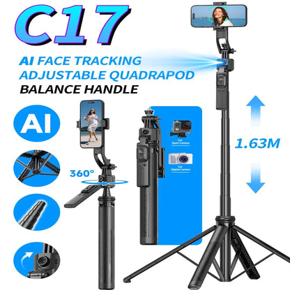 5-in-1 selfie tripod gimbal with 360° auto face tracking for smartphones, camera accessories from Shop1105233629 Store